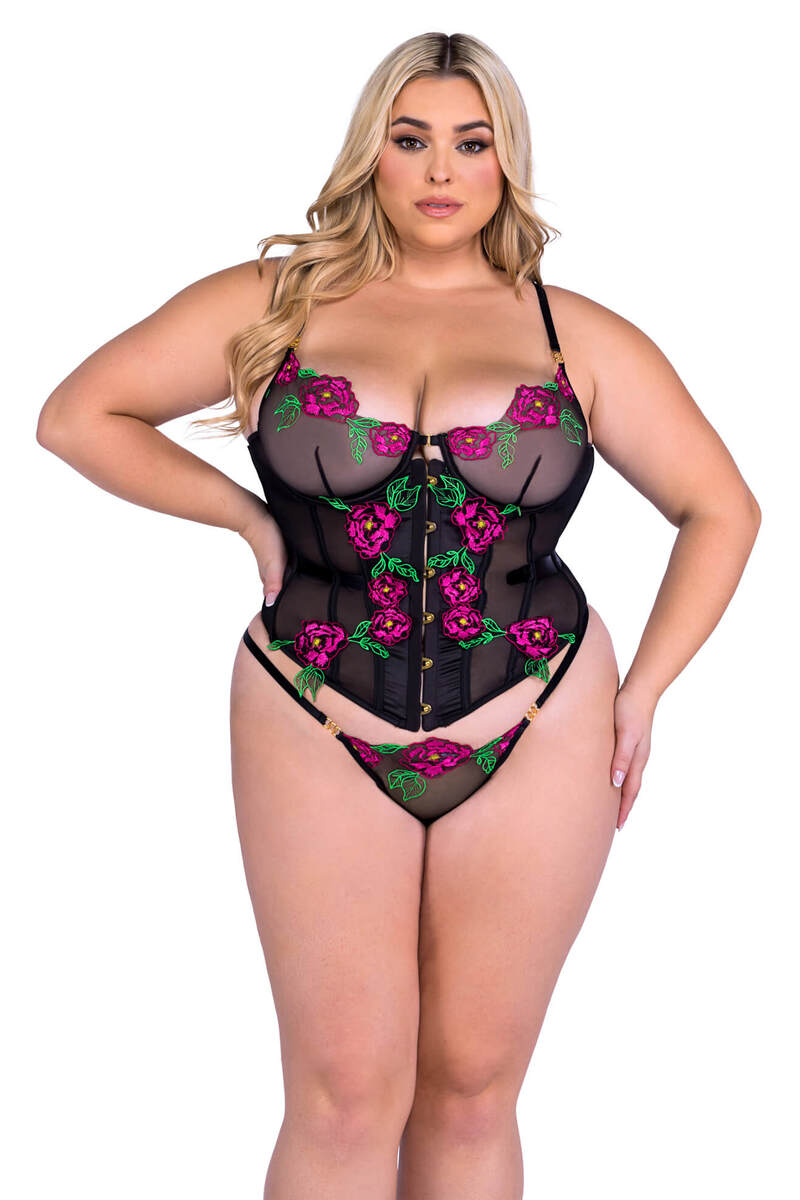 Plus Size Peony Paradise Corset Set