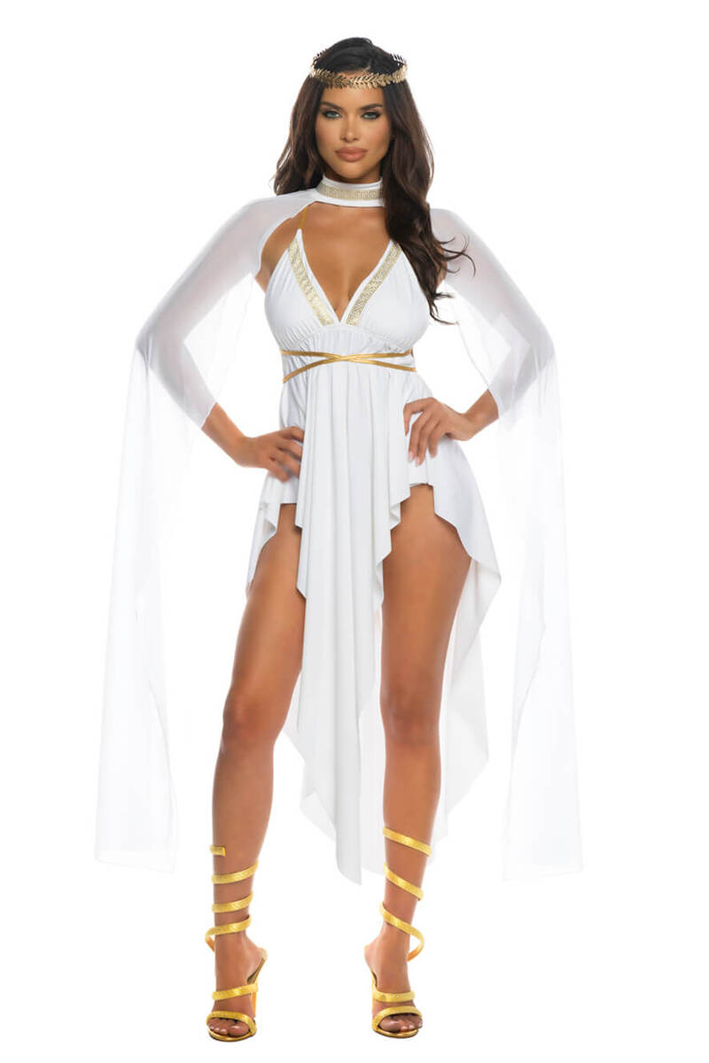 Gilded Goddess Costume White Gold Front