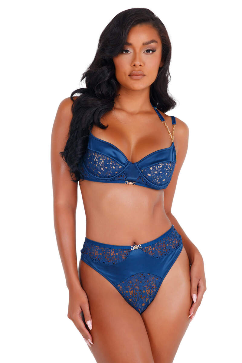 Blissful Embrace Satin & Lace Bralette Set