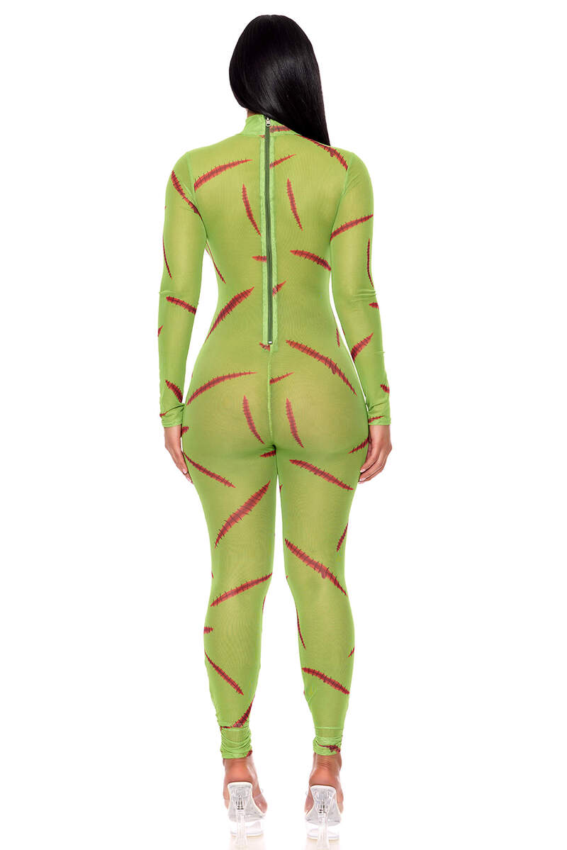 Mesh Monster Jumpsuit Green Back