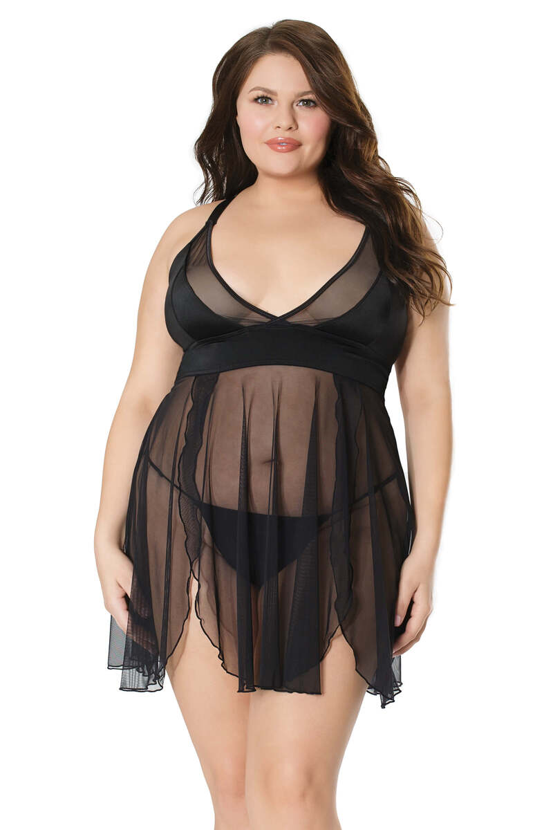 Plus Size Sheer Flirt Babydoll