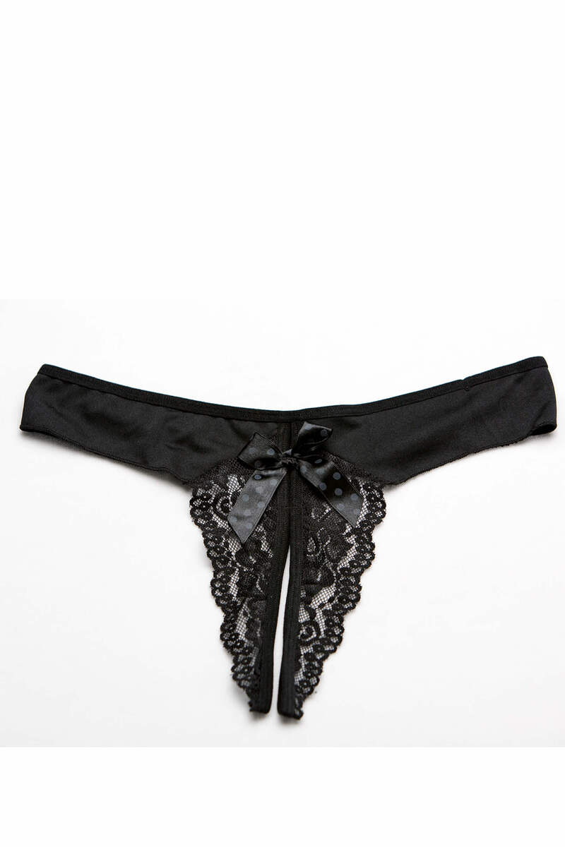 Stretch Lace & Mesh Open Crotch Panty