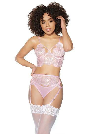 Crystal Pink Longline Bra & Panty Set