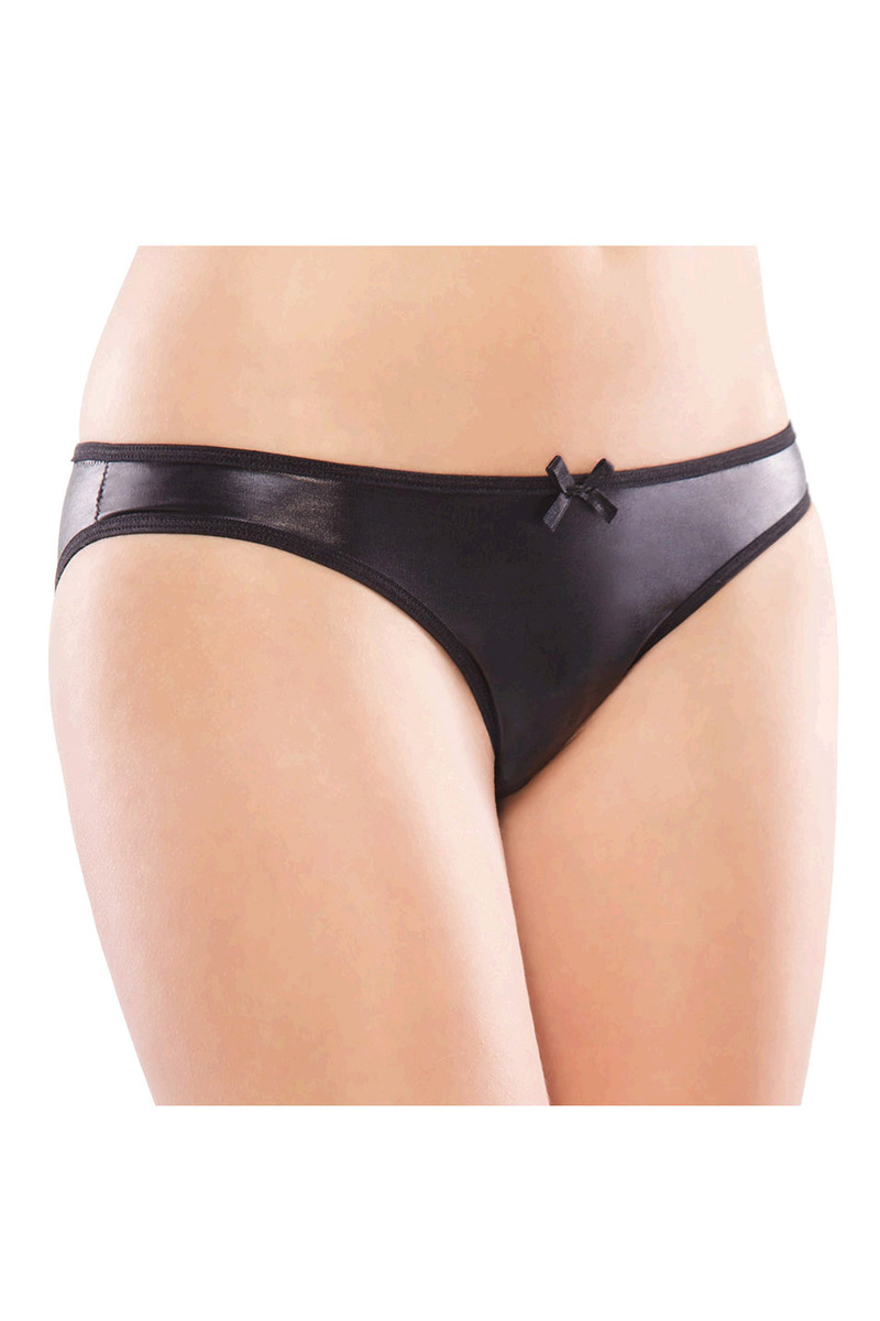 Wet Look Crotchless Panty