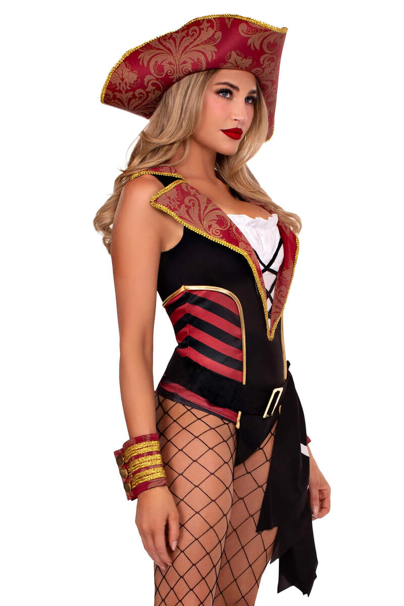 Sultry Swashbuckler Pirate Costume Red Black Side
