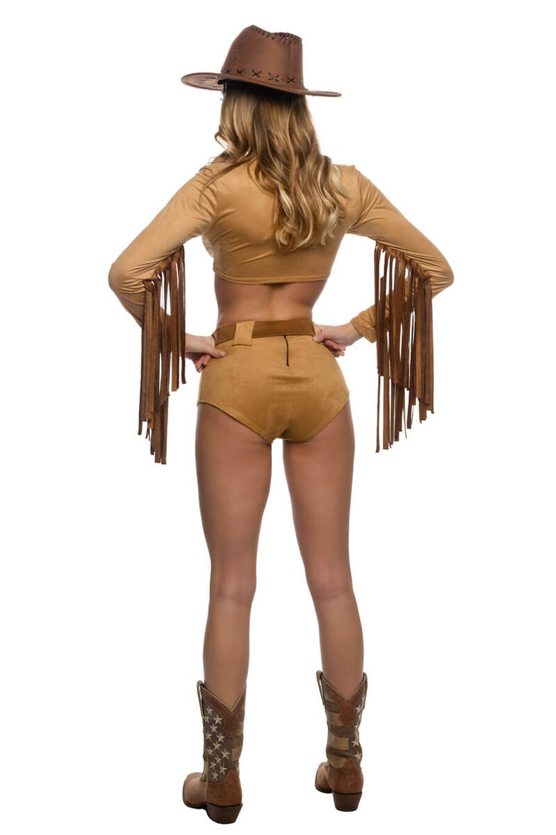 Seductive Sheriff Showdown Costume Tan Back