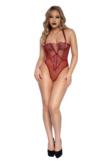 Decadence Stretch Floral Lace Teddy