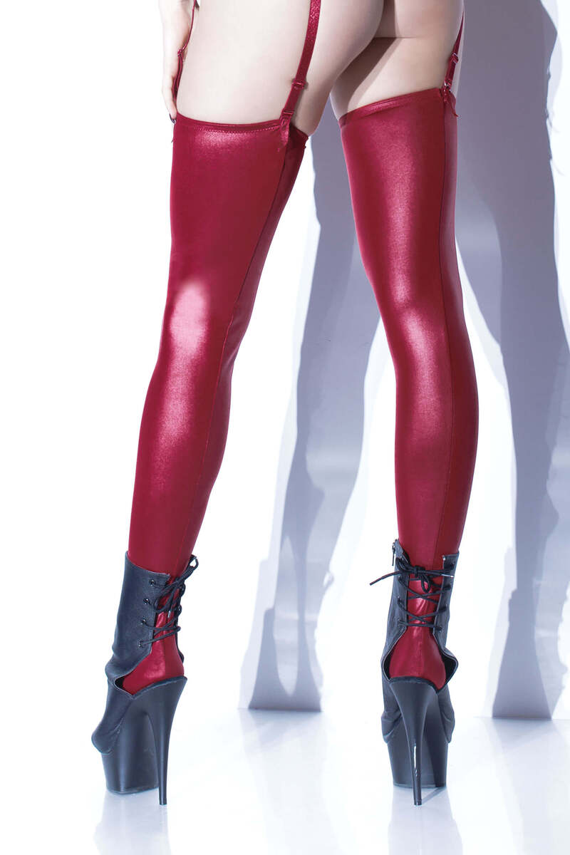 Wet Look Plus Size Stay Up Stockings