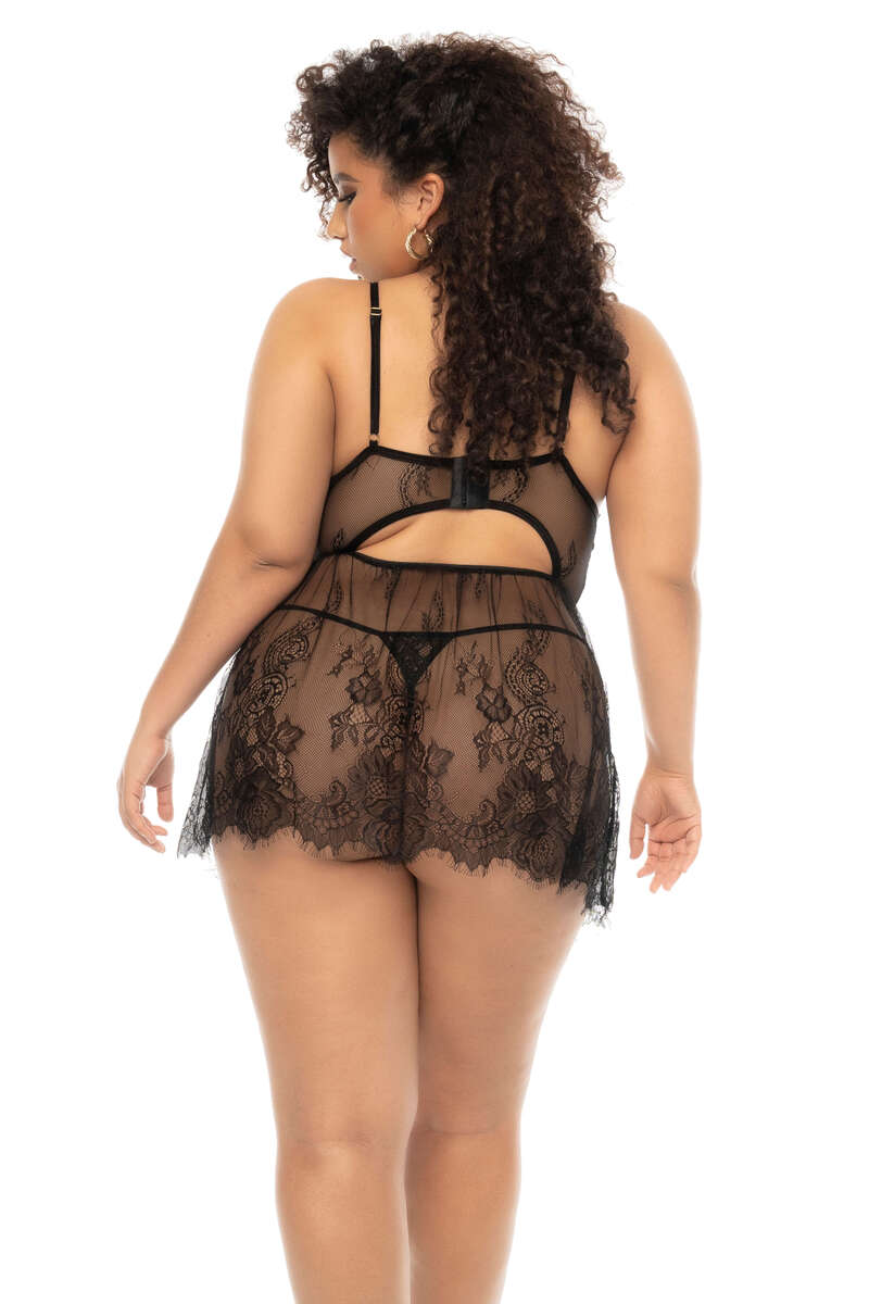 Plus Size Stunning Eyelash Lace Babydoll