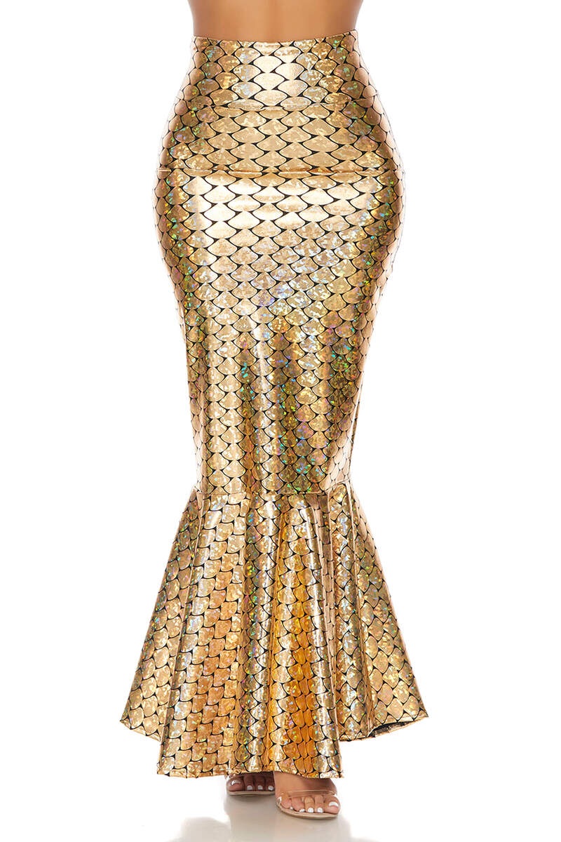 Hologram Mermaid Skirt With Wide Band