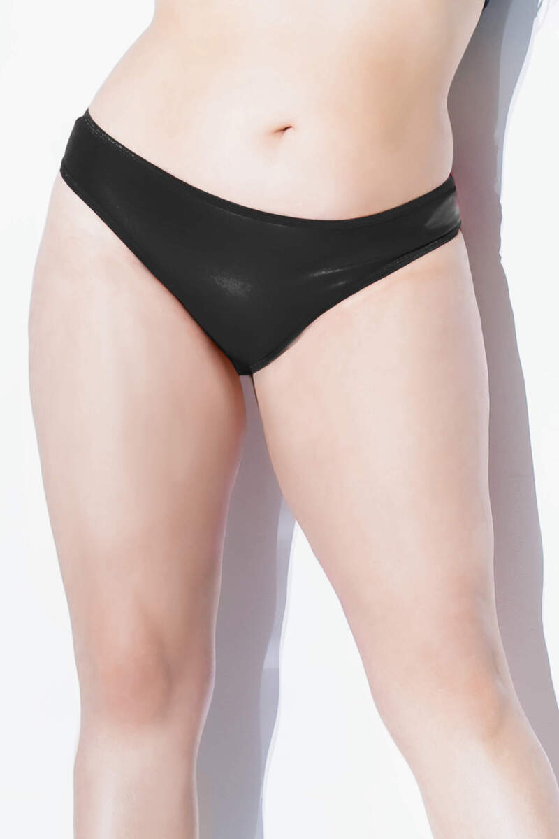 Plus Size Matte Wet Look Thong