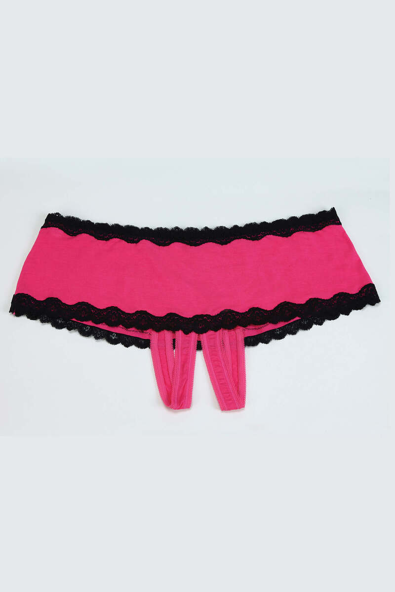 Stretch Knit Plus Size Crotchless Boyshort