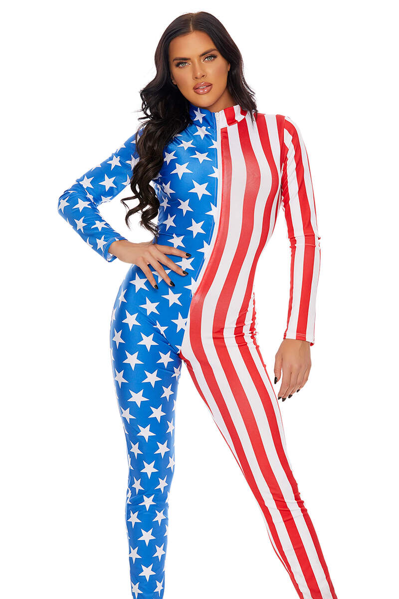 Stars & Stripes Zipfront Jumpsuit