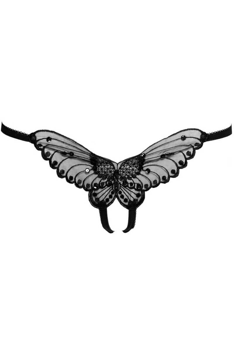 Butterfly Crotchless Panty Black