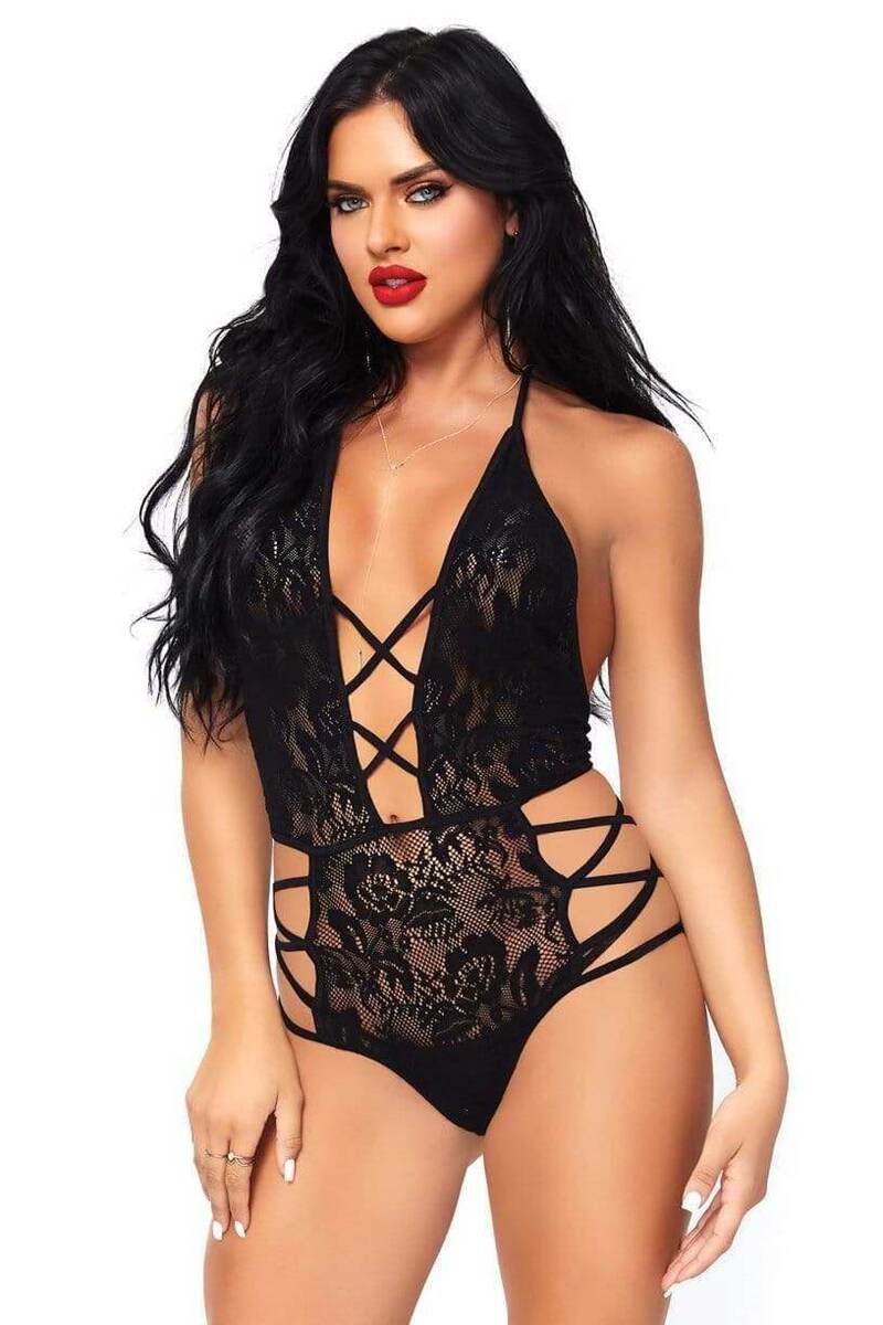 Strappy Lace Halter Teddy