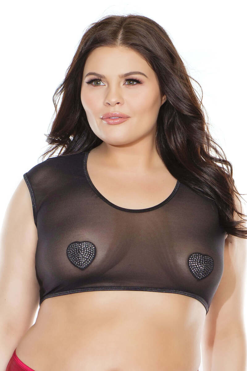 Plus Size Mesh Crop Top