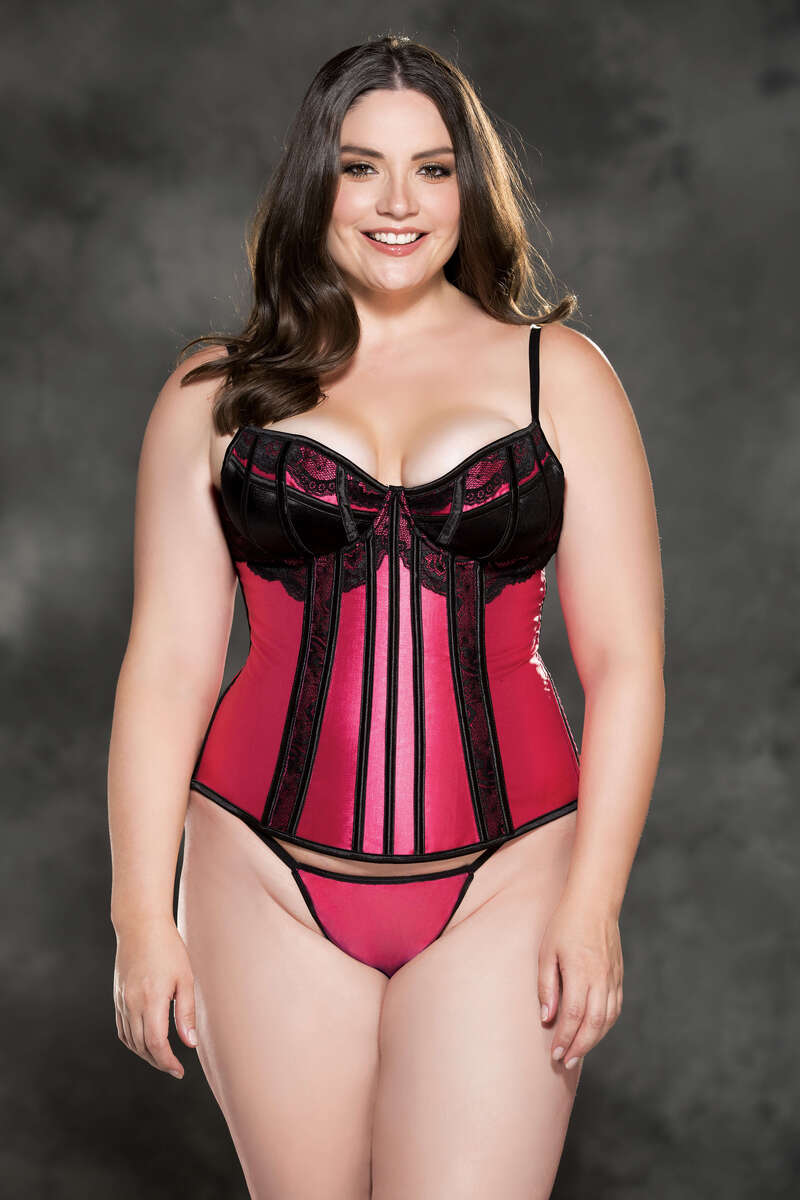Plus Size Sexy Satin & Lace Corset