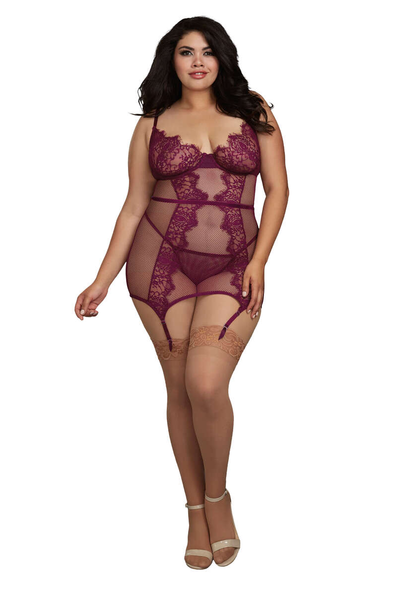 Plus Size Mulberry Garter Slip