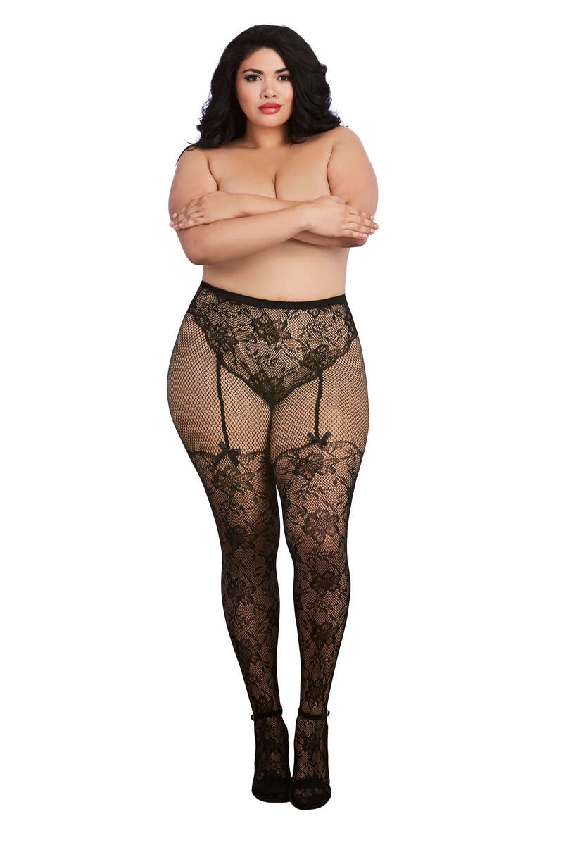 Plus Size Knitted Lace Pantyhose