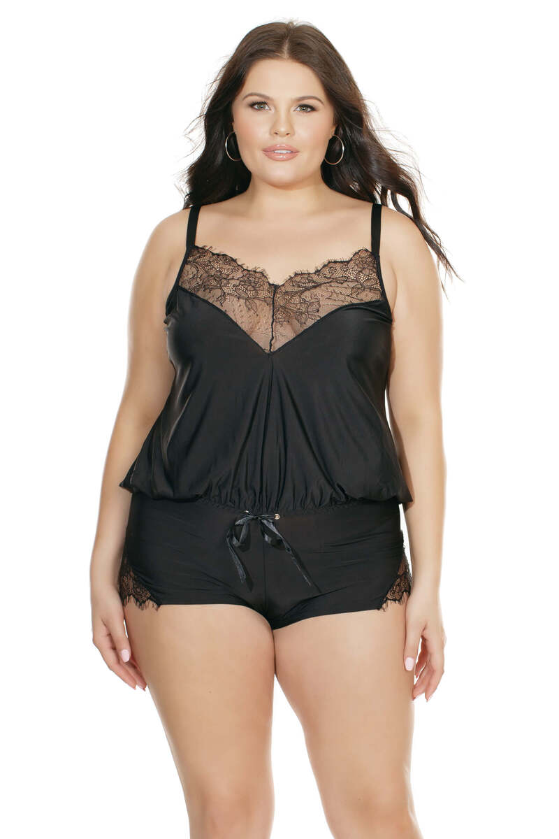 Plus Size Microfiber Romper