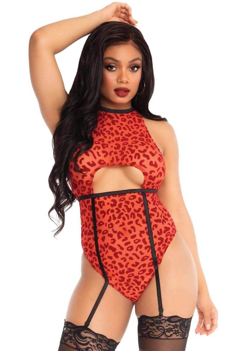 Velvet Leopard Garter Teddy