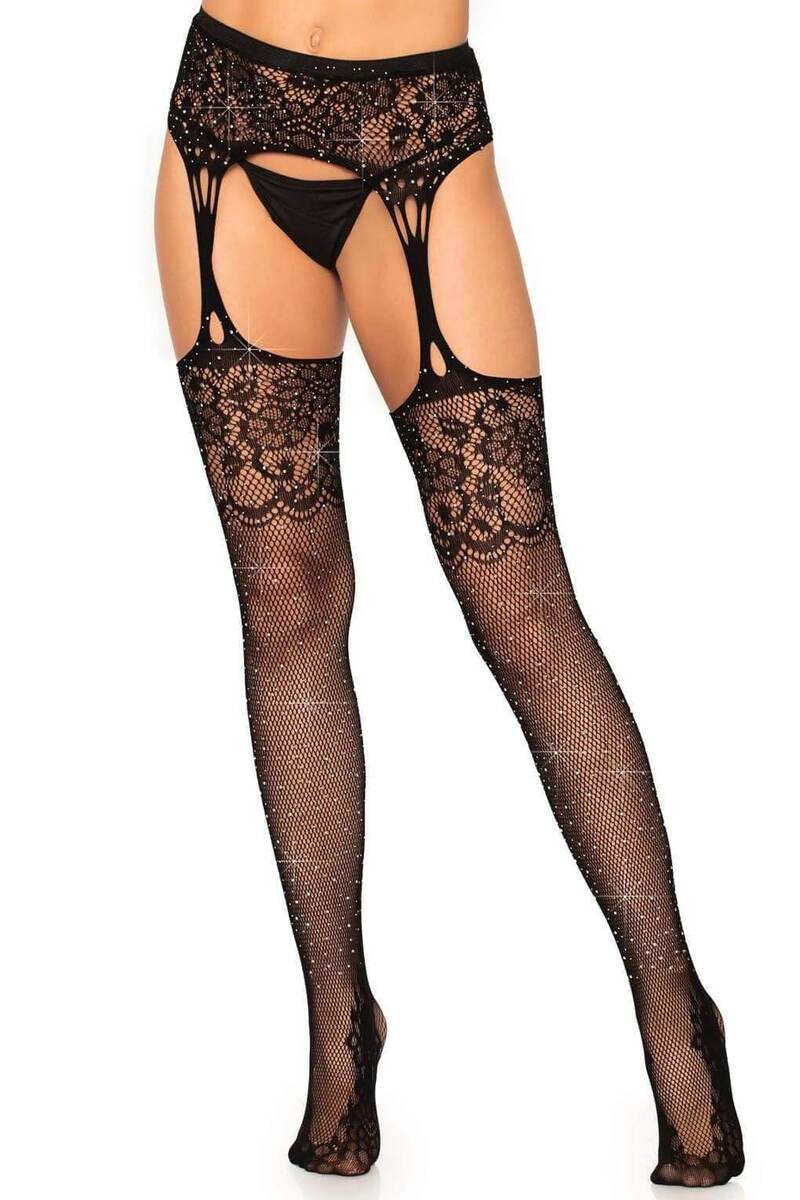 Rhinestone Lace Fishnets