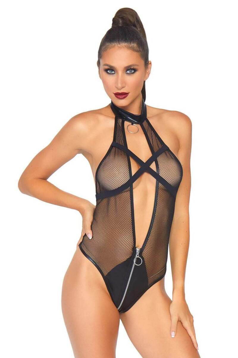 X-Rated Fishnet Plunging Teddy
