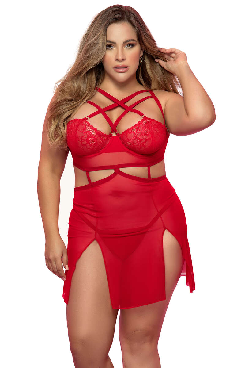 Plus Size Caged Desire Lingerie Set