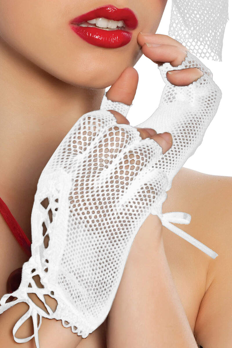 Fishnet Lace Up Gloves