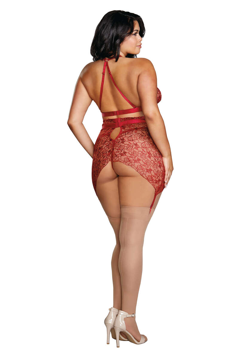 Plus Size Delicate Floral Lingerie Set