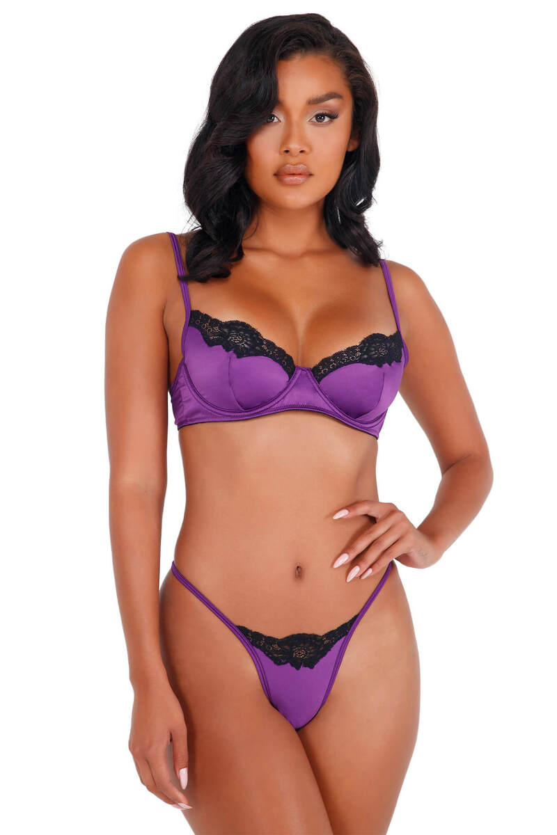 Lace & Satin Underwire Bra Set
