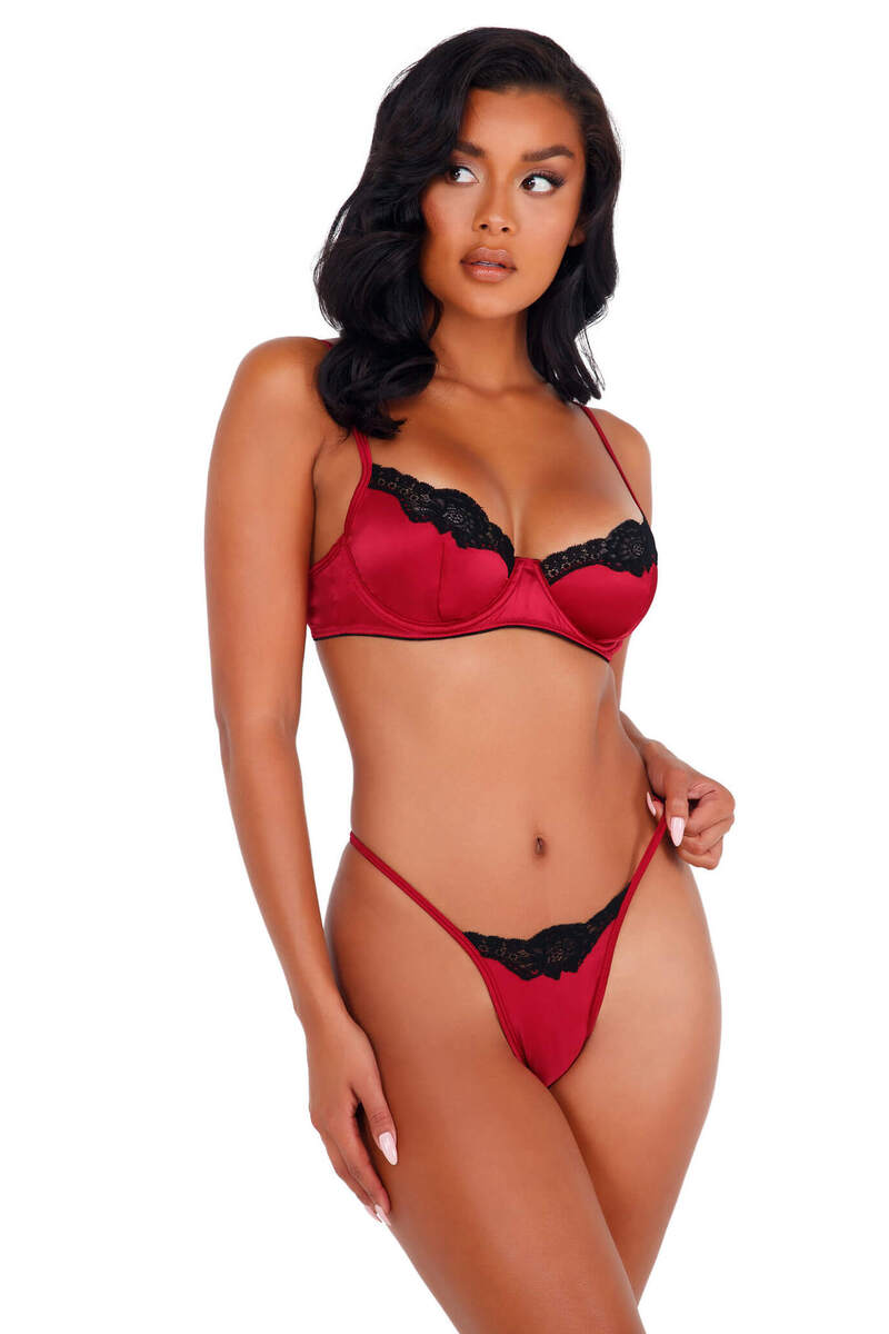 Lace & Satin Underwire Bra Set