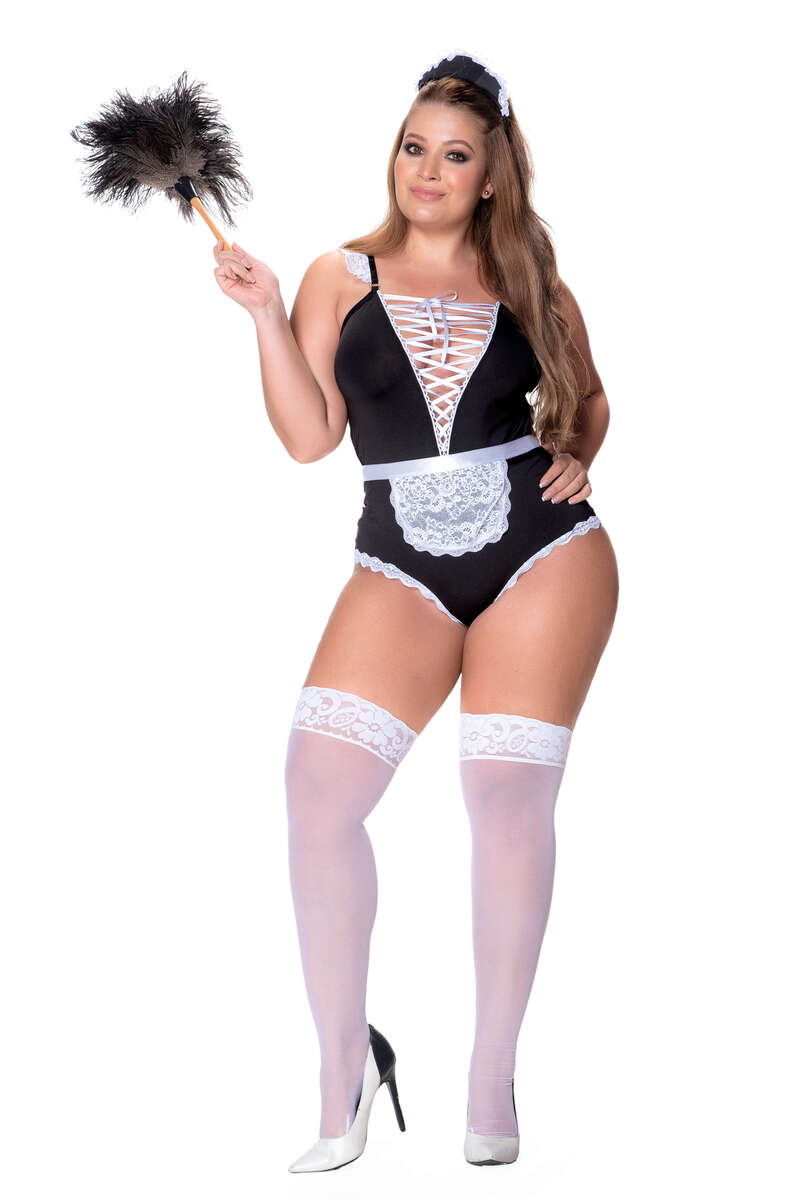Plus Size Frilly French Maid Lingerie Costume
