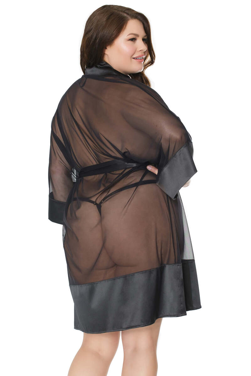 Plus Size Sheer Kimono Robe
