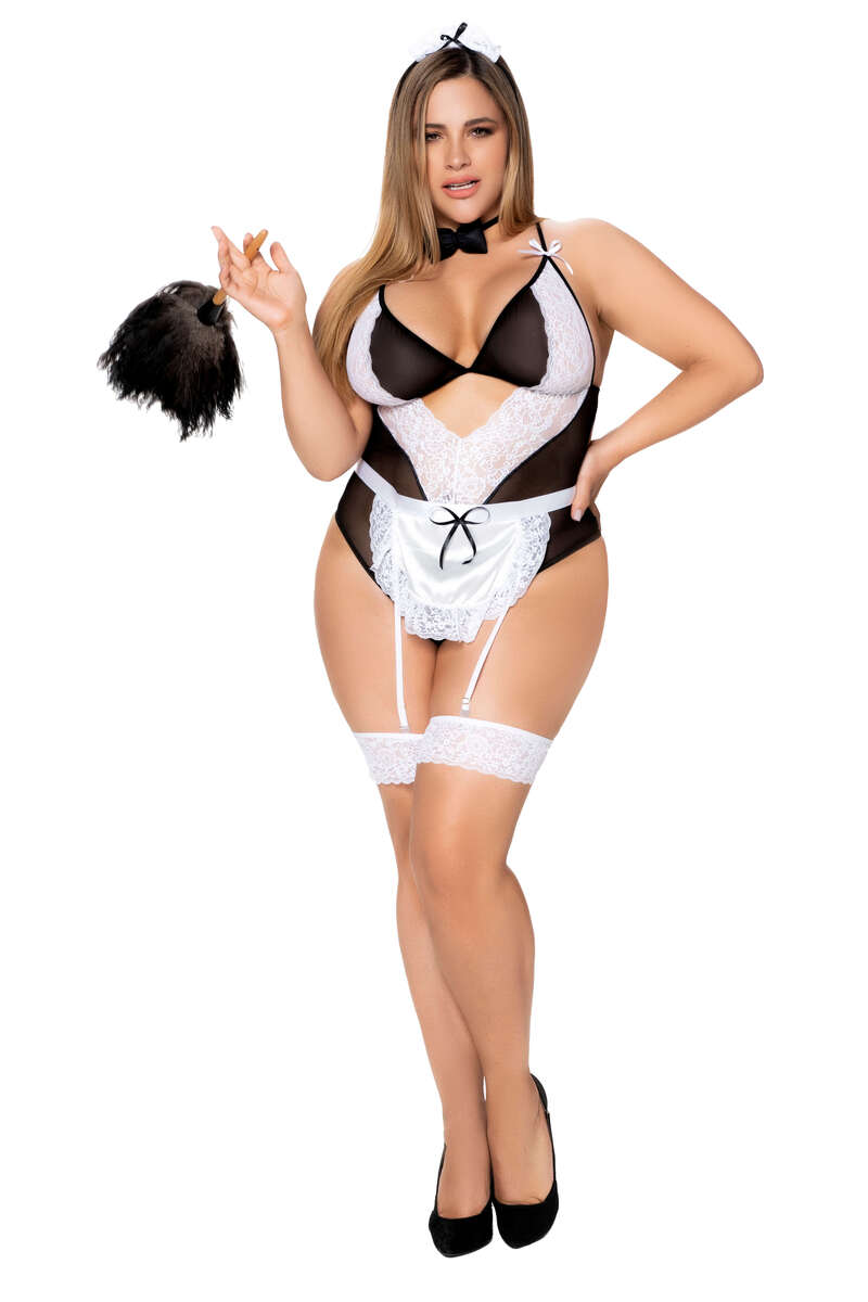 Plus Size Squeaky Clean French Maid Lingerie Costume