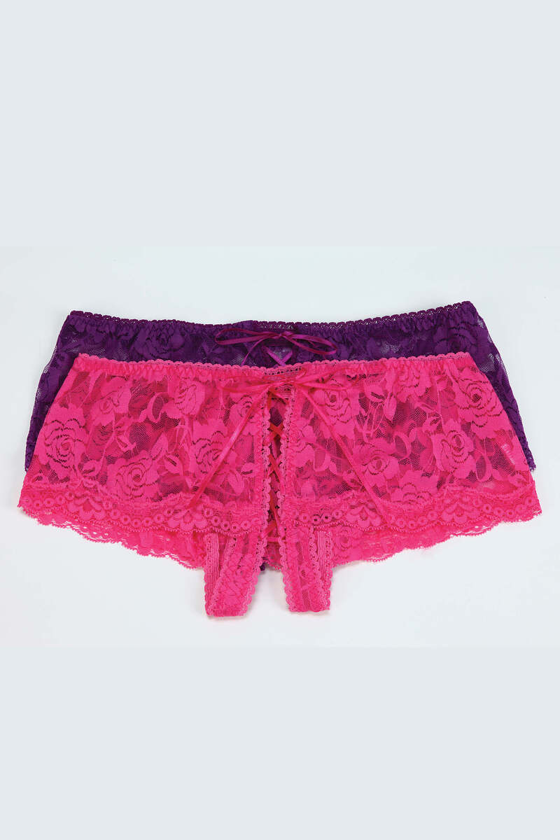 Stretch Lace Open Crotch Boyshort