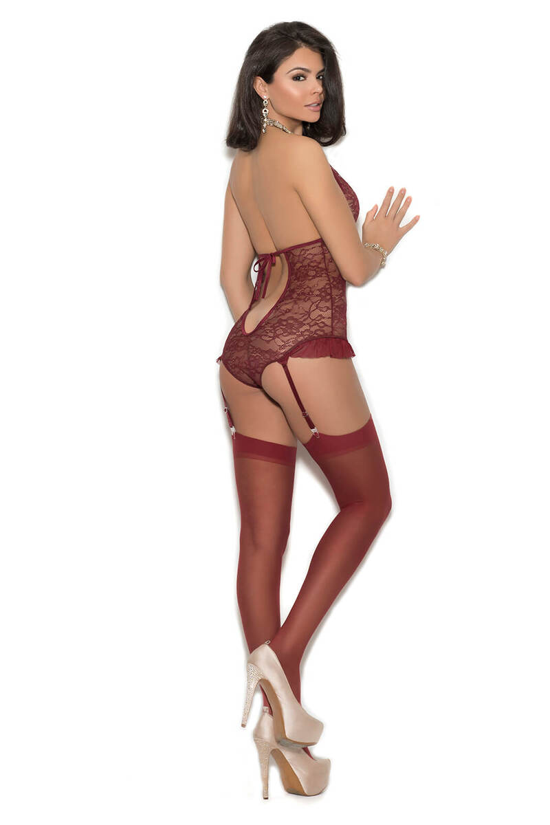 Rhinestone & Lace Halter Teddy