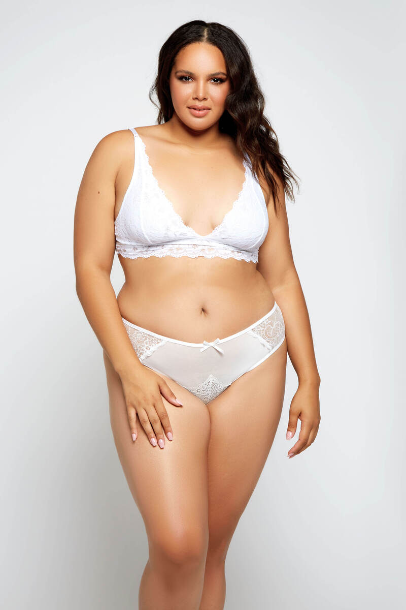 Plus Size Lace & Mesh Cheeky Panty