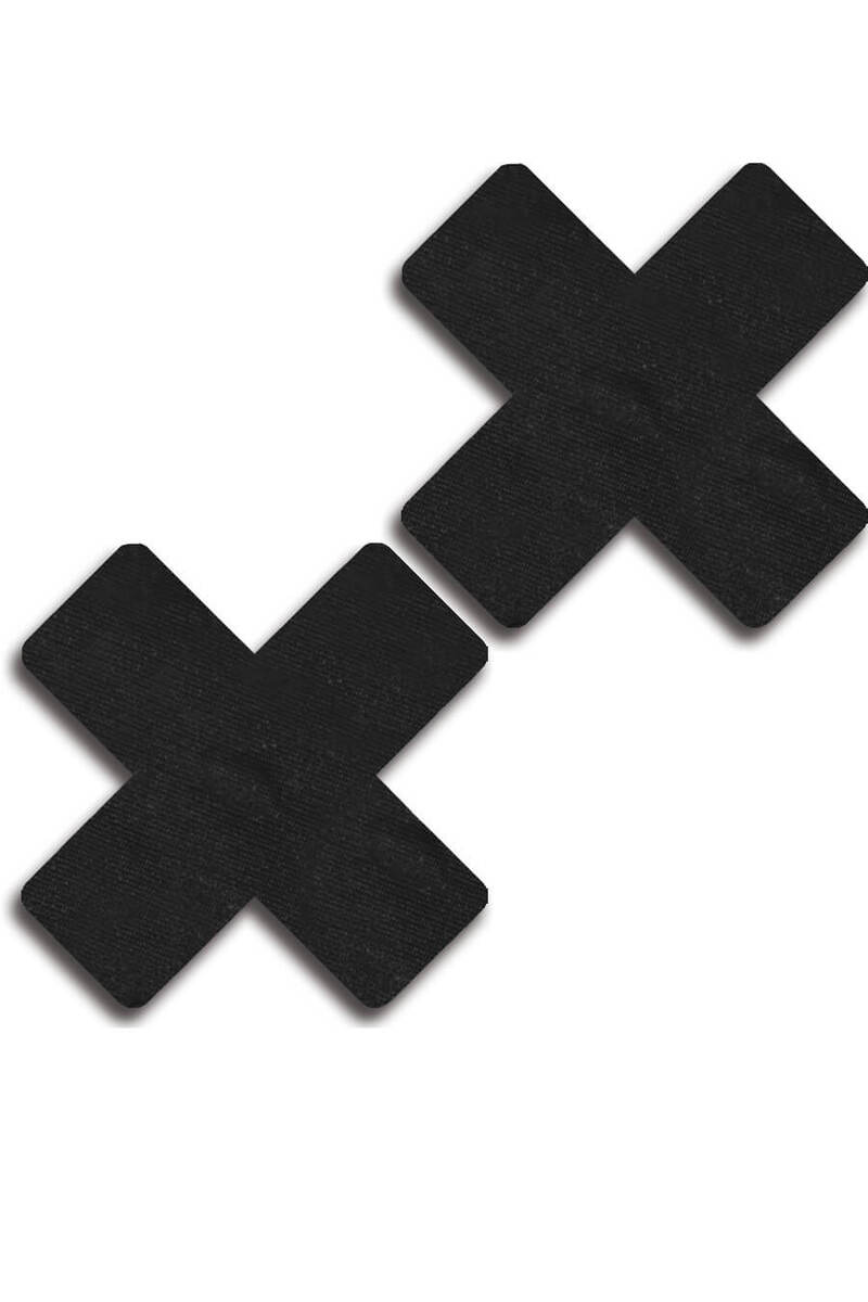 Satin Solid Black Cross Pasties