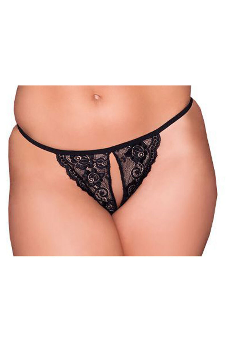 Plus Size Split Crotch Lace Thong