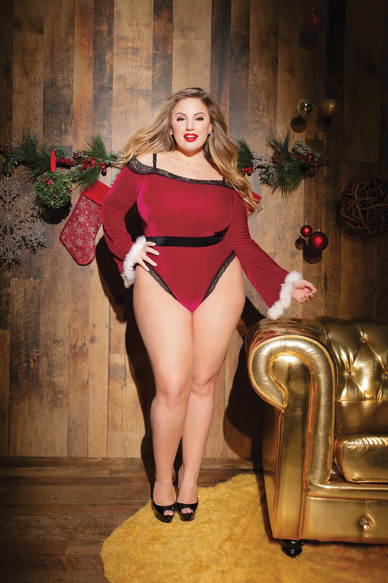 Holiday Off Shoulder Plus Size Teddy