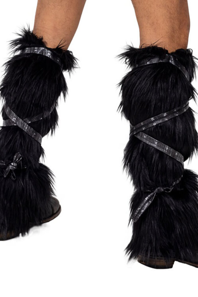 Black Faux Fur Leg Warmers