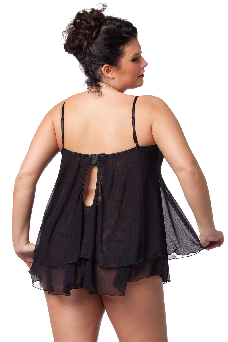 Plus Size Starburst Mesh Babydoll