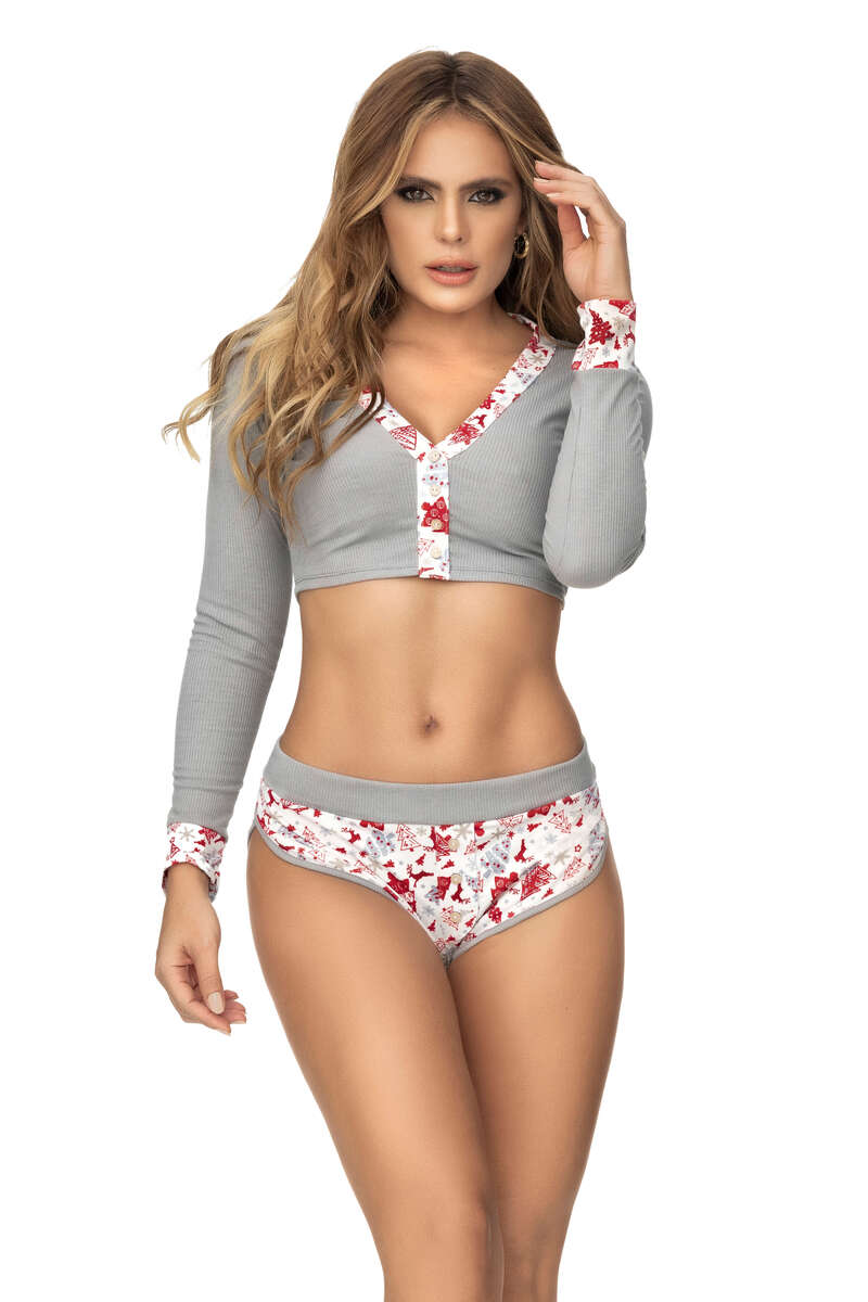Holiday Cheer Crop & Shorts Set Holiday Print Front
