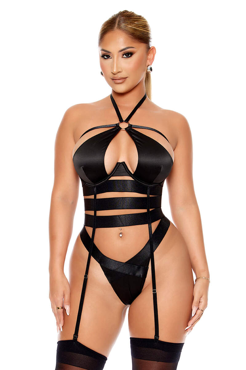 Soft Life Satin Strappy Bustier Set