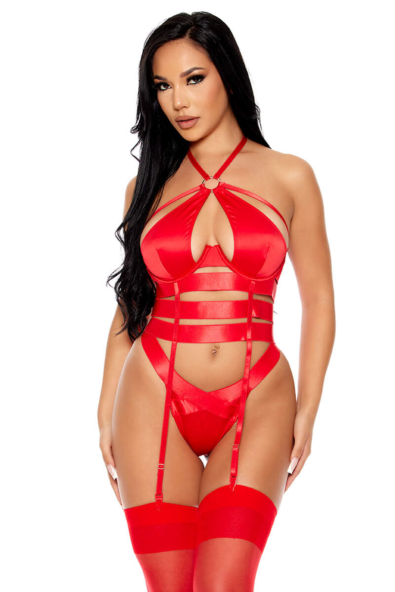 Soft Life Satin Strappy Bustier Set