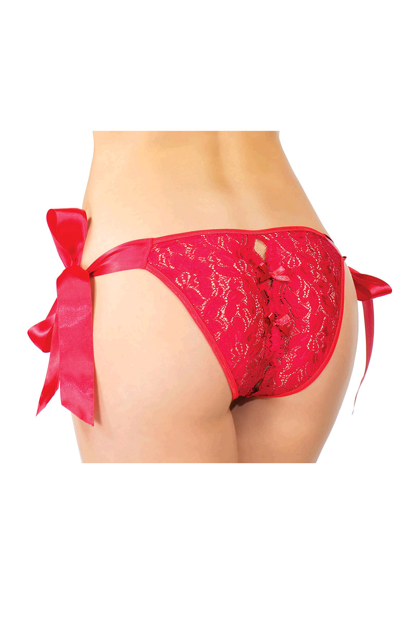 Ribbon Tie Side Crotchless Panty