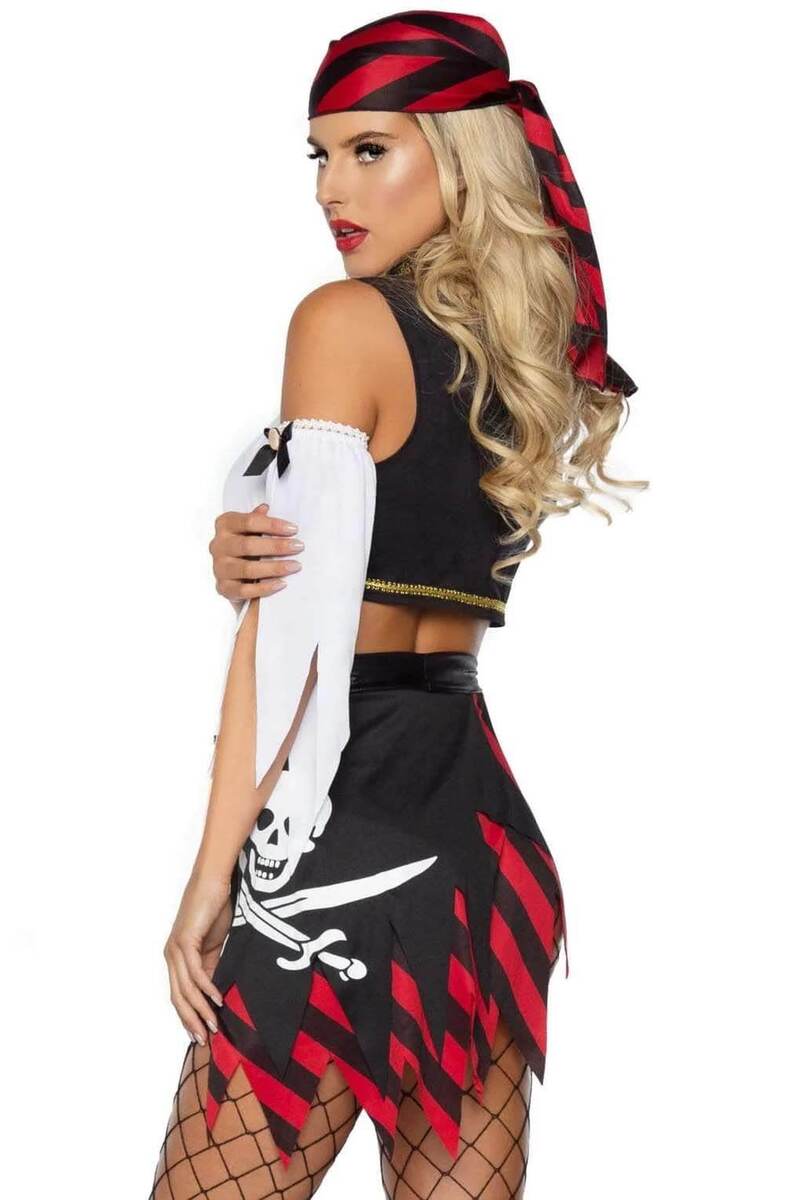Wicked Wench Pirate Costume Red Black Back