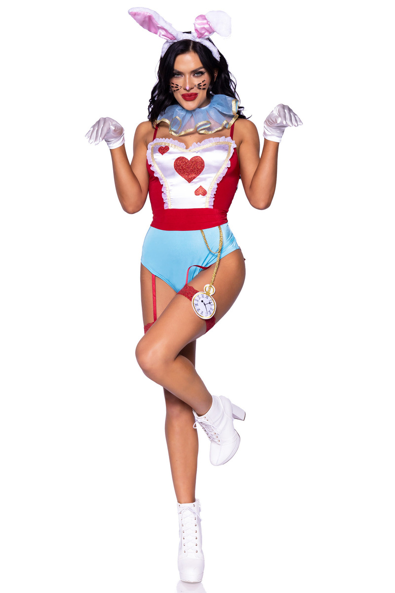 Wonderland White Rabbit Costume Red White Blue Front