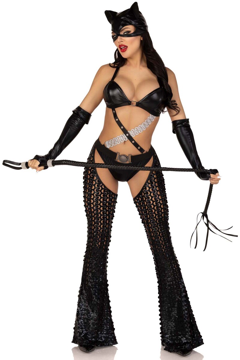 Mistress Kitty Costume Black Front Posing